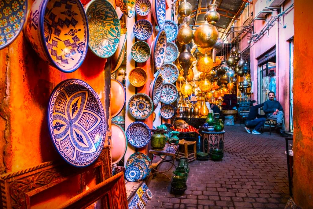 Spices and aromas during Christmas shopping in Marrakech souks